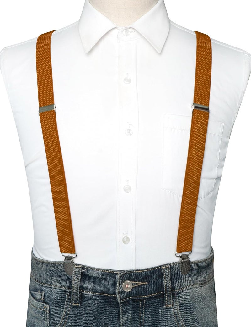 RBOCOTT Mens Solid Color Suspender with 3 Cilps Adjustable Braces - Image 3
